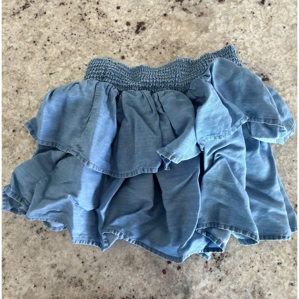H&M Girls 8–10 Blue Lyocell Smocked Ruffle‎ Skirt